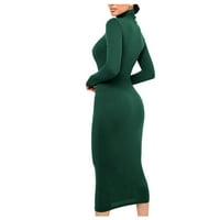 Haljine za žene Žene Trendovi Tanki visoki vrat Dugi haljina s dugim rukavima Dress Dress Green XL