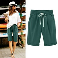 LisingTool Ženske hlače Žene Ljetne pamučne hlače Plus veličina High Stača kratke hlače Pokovanje plaže