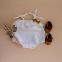 Slica za bebe snimke Ruffle Solid Color Lan Rayon Baby Romper za ljetnu dnevnu habanje Outfis White