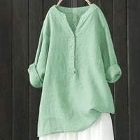 Ketyyh-Chn ženske košulje na gumbi s labavim košuljem dugih rukava šifon je zelena, l