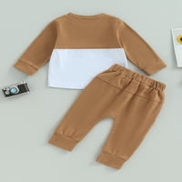 Toddler Baby Boy Fall Outfit dugih rukava Kontrastni duksericni duks gornji i pantalone su simpatične