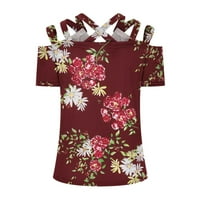 Uorcsa spavaća soba s kratkim rukavima ljetna casual moda cvjetna tiskana V izrez svestrane žene majice
