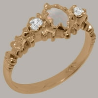 Britanska napravljena 18k ruža zlatni prsten s prirodnim razinskim i kubnim cirkonskim ženskim prstenom
