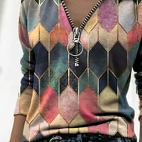 Ženske majice bluza sa zatvaračem Zempor Geometrijski modni rever dugih rukava Ležerne prilike