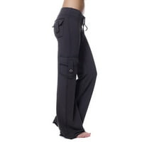 Cleance za ženske hlače jesenjije žene vježbati gamaše Stretch dugme za struk Pocket Yoga teretana labava