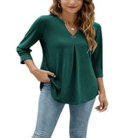 Ženska majica s rukavima s rukavima V-izrez bluze Spring labavo majice Radni vrhovi