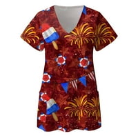 Ženski ljetni vrhovi cvjetni V-izrez kratki rukav labav pulover plavi 4xl