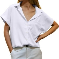 Gyujnb Ženske košulje Ležerne prilike sa majicama kratkih rukava dolje za žene V izrez Solid Boja Želje