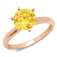 3.0ct okrugli rez žuta simulirana dijamant 14k ružičasta ruža zlatna graviranje izveštaja godišnjica