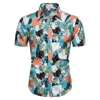 Muškarci Havajska gumba Up Majica Retro cvjetna majica s kratkim rukavima Tropical Beach Revel Tee Majica