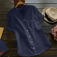 CatAlem ljetni vrhovi dugih rukava za žene dolje bluza Dugme Short Tops Košulja Ženska posteljina rukava