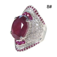 Keusn Natural Rubya srebrni pozlaćeni prsten, full dijamantni prsten za angažman