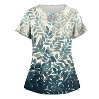 GDFUN Ljetni vrhovi ženske vrhove rastezljivi modni ispisani rad sa džepnim majicama kratkih rukava