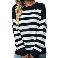 Džemper za ženska pletiva modna patchwork crewneck dugi rukav preveliki pulover pletene bluze