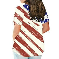 Trendy Cleance Žene Donje ljetno casual labavo Fit American Flag Star Striped 4. jula Košulje Kratki