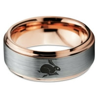 Tungsten Rabbit Bunny Mali kućni ljubimci prsten za muškarce Žene Comfort Fit 18K Rose Gold Step Bevel Edge brušeno Polirano
