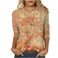 Ženske bluze rukav ženski modni ispisani ispisani labavi majica rukava bluza Crewneck casual tops