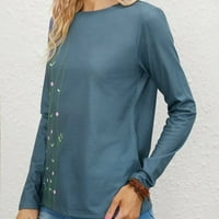 Ženska modna oblačnost grana Print okrugli vrat majica s dugim rukavima
