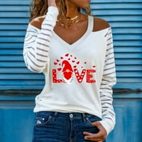 Tklpehg Valentines Dnevne košulje Ženske grafičke majice Dugi rukavi Moda Lagana udobna bluza V-izrez