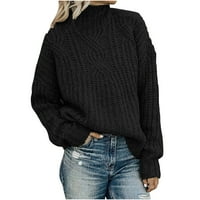 Ženski pulover džemper jesen duks casual dugih rukava kornjača labav čit džemper, modni solidni kornjač