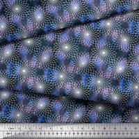 Soimoi Purple Rayon Crepe tkaninski umjetnički cvjetovi i geometrijske tkanine otisci na dvorište široko