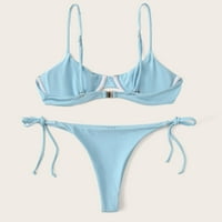 Leey-World Wimmuit Ženske žene Jedno kupaće kostimi za plivanje Plunge mreža Ruched kupaći kostimi plavi,