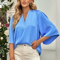 Ležerne ljetne majice Plave ženske majice Pola rukava Ljetni vrhovi V izrez Thirt casual pulover točke tuničke bluze s