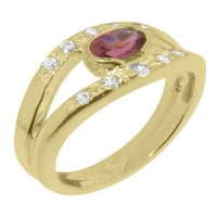 Britanci izrađeni 18k žuti zlatni ženski prsten prirodno ružičasti turmalin i kubni cirkonijski prsten