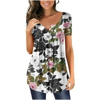 AMLBB Womens Plus Veličina Tuntic The Mode Modni V- V-izrez cvjetni ispisani tunični tasteri majica