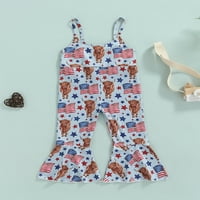 Arvbitana Toddler Djevojke Kombinezone bez rukava Stripe Print Suspender Flarne hlače Ljeto Ležerne
