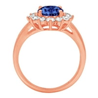 2. CT sjajan ovalni rez Clear Simulirani dijamant 18k ružičasto zlato halo pasijans sa Accenting prstenom