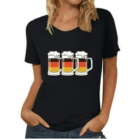 Olyvenn Ženska Trendy Oktoberfest Grafičke majice Cleance Ljeto Kratki rukav Tees Funny Beers Print