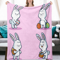 DICASSER Usched zečevi i jaja ćebad sa jastukom plišane flanelne deke za bebe za kauču na kauču