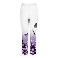 Safuny ženske pamučne posteljine Capri manžetne hlače padaju cvjetne elastične struine pantalone Tube