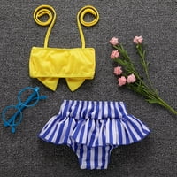 Povratak u školsku štednu čišćenje zpanxa dječja kupaca dječja kupaći kostimi dva prugasta otisnuta luk bikini kupaćim kupaćim plažama set 1- godina žuti