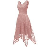 WHLBF vruća ružičasta haljina za žene plus veličine, čipkani blok čipke V-izrez Blok draped patchwork