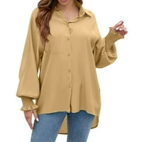 LowProfile gumb dolje majice za žene Ležerne prilike s dugim rukavima Meka čvrsta labava košulja Zimska