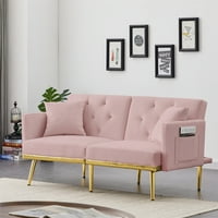 Futon kauč na razvlačenje, modernog kauč na kauč na kauču na kauču s malim jastucima i glodan metalnim