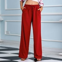 Ženske ravne duge hlače Ljeto modni hlače od pune boje Hlače za dame široke pantalone za noge pamučne