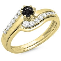 DazzlingRock kolekcija 0. CARAT 14K Crno-bijeli dijamantni zaručni prsten za angažman CT, žuto zlato,