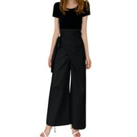 Ženske hlače Ležerne hlače Čvrsta boja čipke up džepove hlače pantalone za slobodno vrijeme Streetwear