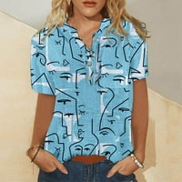 Bluze za ženske modne košulje Ljetne casual pamučne posteljine kratkih rukava majica labavi fit gumb