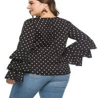 Ženska materinstvo zvono dugih rukava labava šifon bluza srušite majicu polka točkama plus veličine