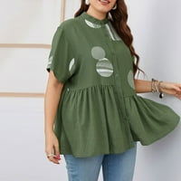 Ženska modna ležerna ljetna okrugla vrat svježi plus veličina labavi prozračni kratki rukav Green XL
