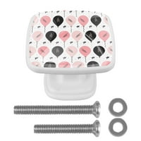 Ownta Pink & Black Balloon uzorak-kvadratna ladica za ladicu za staklene ručke vuče vijcima za kuhinjski