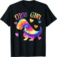 Dino Girl - Ljubitelj Dinosauura - Tie Dye Slatka teen Girls Majica Black Tee