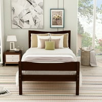 Zaustavite sada-klasični kreveti za platformu sa uzglavljem, okvir za drva za spavaću sobu, espresso