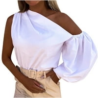 Vrhovi za modne žene čvrste jedno rame dugih rukava s rukavima bluze za žene za žene