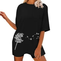Gyujnb prevelizirane majice za žene crne plus veličine vrhova ženskih majica okruglih vrata kratkih rukava za žene trendi ljetni vrhovi bluze za žene prozračne ženske majice na plaži L2