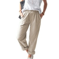 Žene Casual Solid Boja džepova Elastična struka Udobne ravne hlače